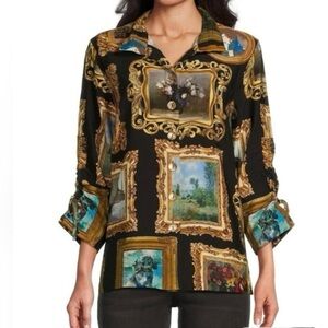 Women John Mark Museum paintings Frida floral shirt 3/4 sleeve petite medium